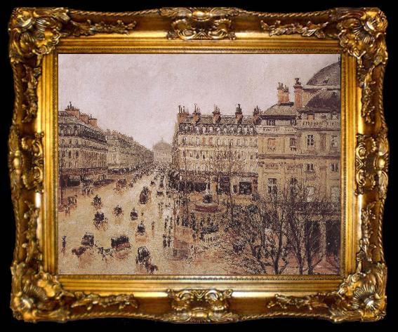 framed  Camille Pissarro rain in the French Theater Square, ta009-2